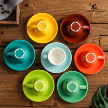 Carica l'immagine nel visualizzatore di Gallery, 75ml Ceramic Coffee Cup with Saucer
