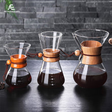 Load image into Gallery viewer, Pour Over Coffee Maker 400ml 600ml 800ml with Wood Holder