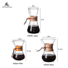 Load image into Gallery viewer, Pour Over Coffee Maker 400ml 600ml 800ml with Wood Holder