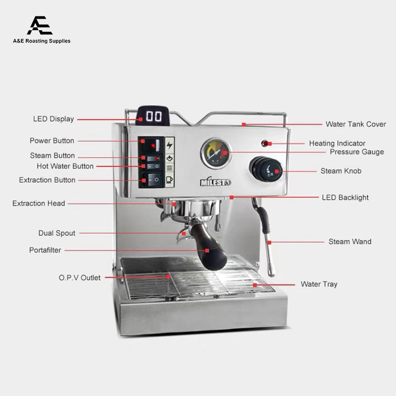 MILESTO EM-18 Home Espresso Coffee Machine – A&E Coffee Equipment