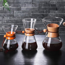 Load image into Gallery viewer, Pour Over Coffee Maker 400ml 600ml 800ml with Wood Holder
